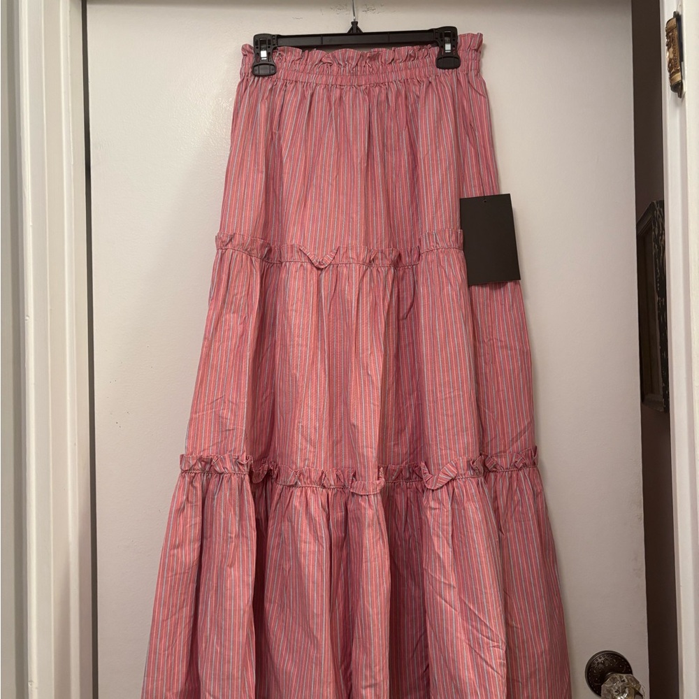 New Women’s Tuckernuck Pink Striped Prado maxi skirt S cottage core romantic - Picture 4 of 7